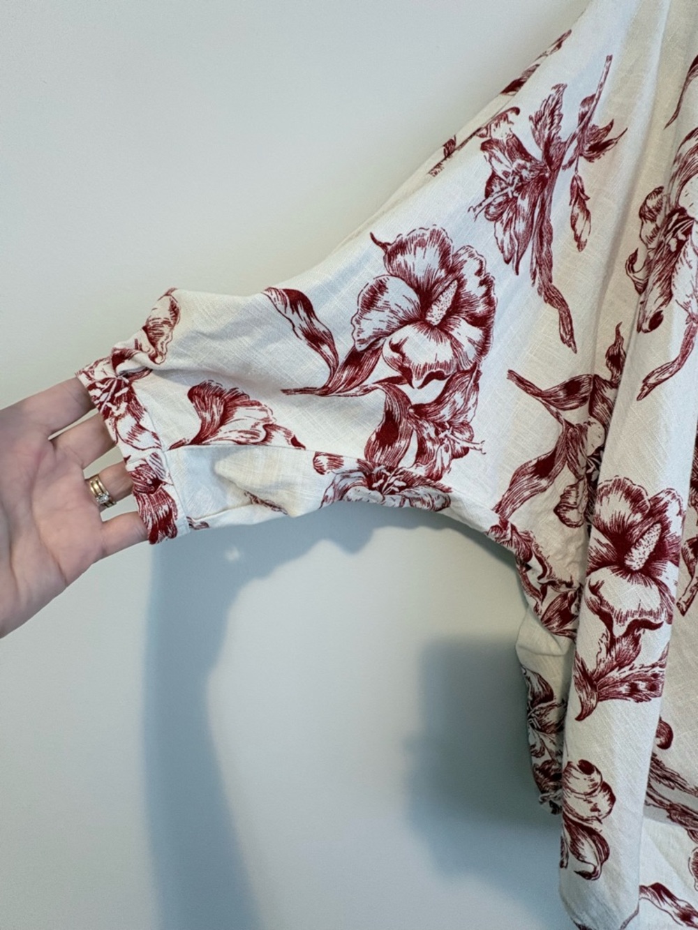 Zara Floral Wrap Blouse XS Linen Blend Tie Front Romantic Cottagecore - Picture 2 of 9